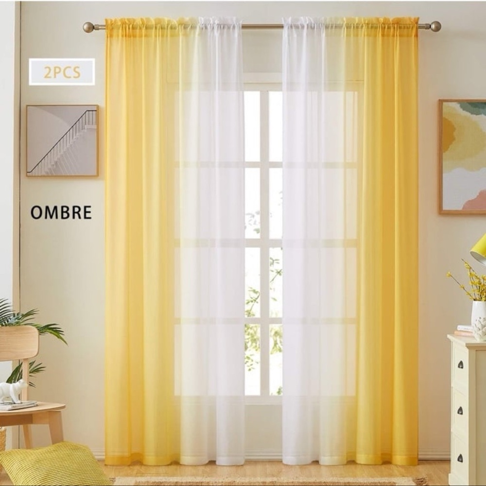 Faux Linen Sheer Curtains for Bedroom Living Room Rod Pocket, Privacy and Light